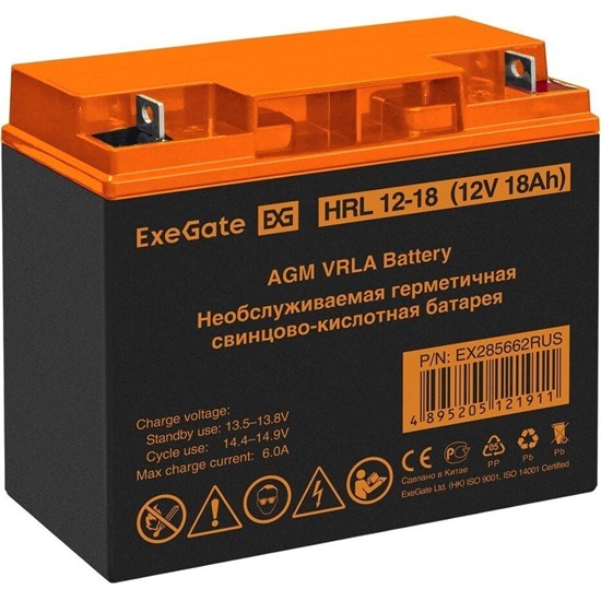 Аккумуляторная батарея ExeGate HRL 12-18 n12514 - фото 73582