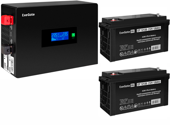 ИБП ExeGate IdealSine SR-1500.LCD.2SH + 2x DT 12120 (120Ач) F682411 - фото 76126