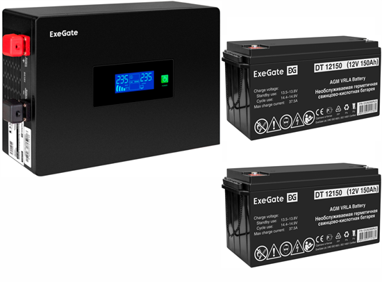 ИБП ExeGate IdealSine SR-1500.LCD.2SH + 2x DT 12150 (150Ач) F682412 - фото 76133