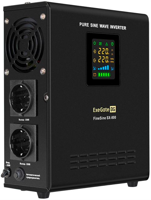 ИБП + батарея ExeGate FineSine SX-800.LCD.AVR.2SH + HRL 12-55 (55Ач) F665631 - фото 78551