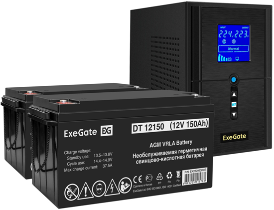 ИБП + батарея ExeGate SineTower SZ-1000.LCD.AVR.2SH.1C13.USB + 2x DT 12150 (150Ач) F665894 - фото 78626