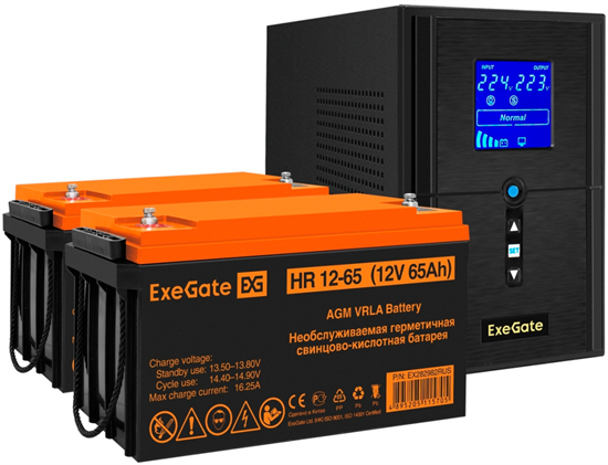 ИБП + батарея ExeGate SineTower SZ-1000.LCD.AVR.2SH.1C13.USB + 2x HR 12-65 (65Ач) F665907 - фото 78662