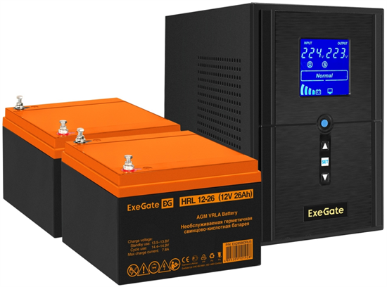 ИБП + батарея ExeGate SineTower SZ-1500.LCD.AVR.2SH.1C13.USB + 2x HRL 12-26 (26Ач) F665923 - фото 78763